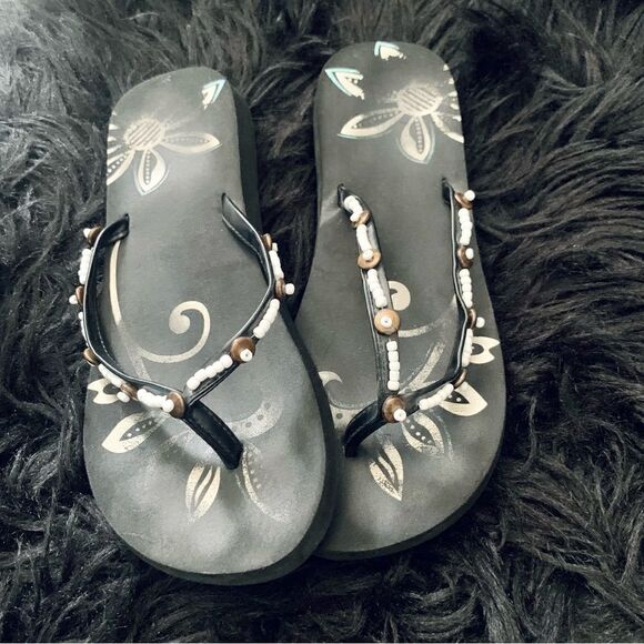 Unbranded Beaded Flip Flop Slip On Thongs Size 6.5 - Picture 1 of 6
